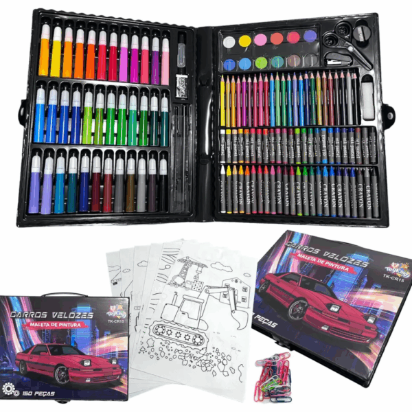 Maleta De Pintura Infantil Para Colorir Com Desenhos 150peça - Imagem 3