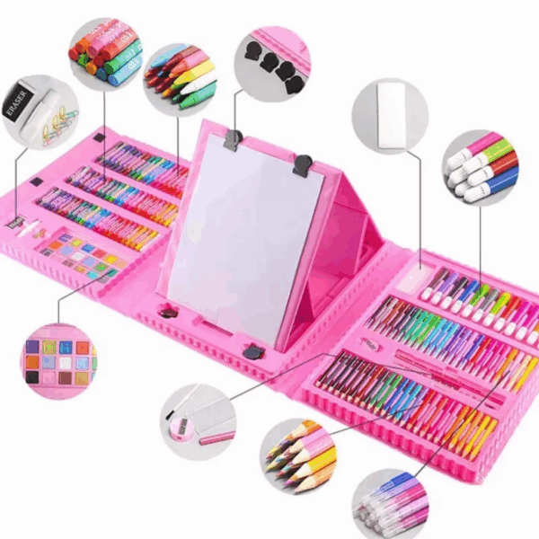 Maleta Escolar Desenho Pintura Perfeita Artista Rosa 208 Pçs - Imagem 4