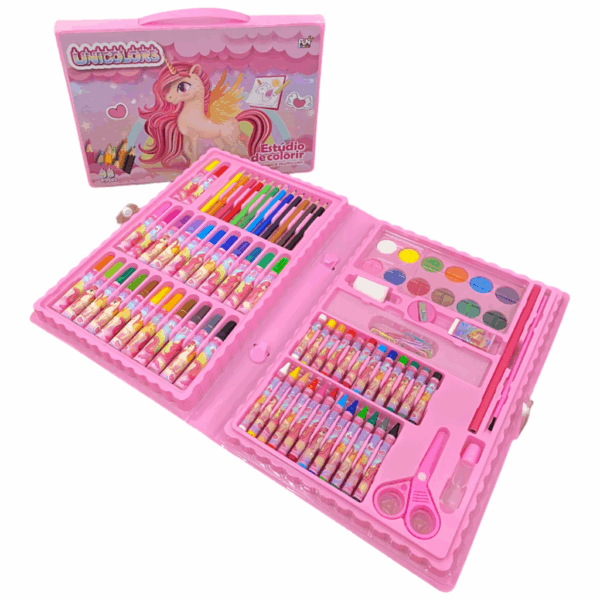 Maleta De Pintura Infantil Estojo Peças Unicórnio  Dinossauro Menino 98pcs - Imagem 2