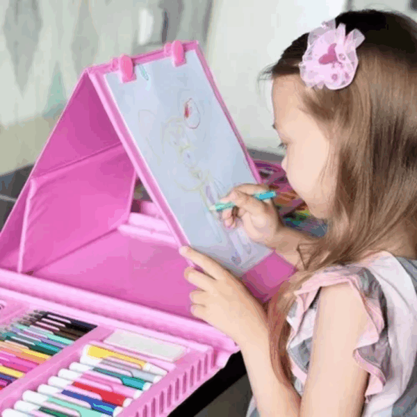 Maleta Escolar Desenho Pintura Perfeita Artista Rosa 208 Pçs - Imagem 2