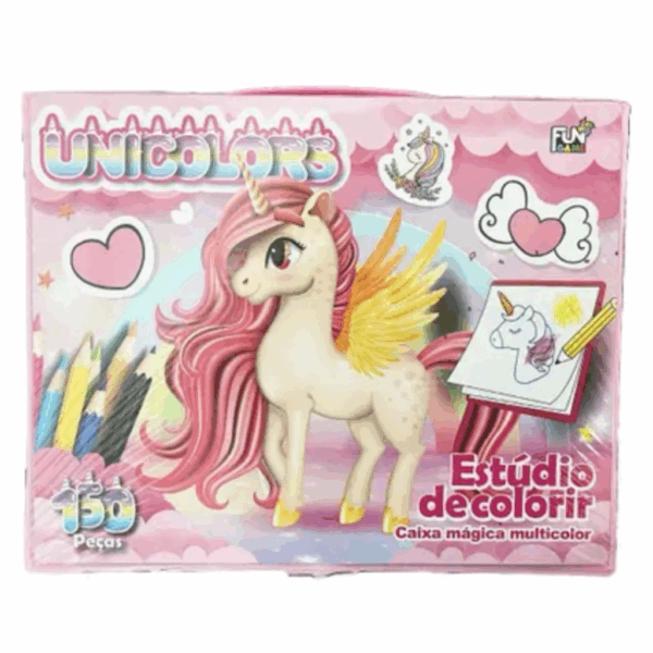Unicolors kit pintura estudio colorir maleta escolar completo com 208 peças para colorir e criar/ menino e menina - Imagem 6