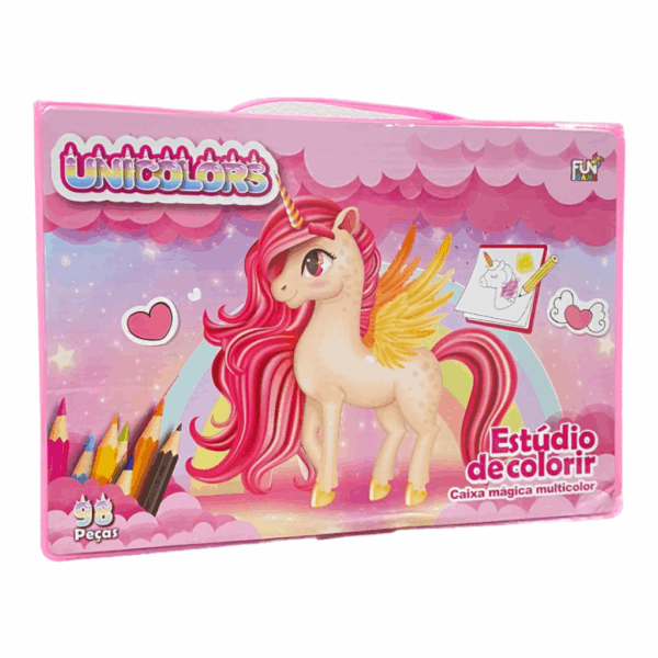 Maleta De Pintura Infantil Estojo Peças Unicórnio  Dinossauro Menino 98pcs - Imagem 5