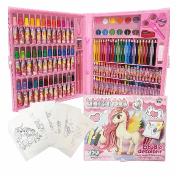 Unicolors kit pintura estudio colorir maleta escolar completo com 208 peças para colorir e criar/ menino e menina - Imagem 7