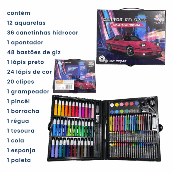 Maleta De Pintura Infantil Para Colorir Com Desenhos 150peça - Imagem 2