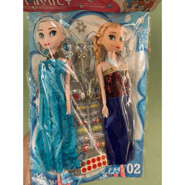 kit 2 bonecas elsa frozen e anna articuladas com acessórios estilo Barbie - Imagem 2