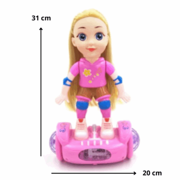 Brinquedo Boneca Rosa Overboard Anda Com Luzes e Sons Grande Bate e Volta Giros - Imagem 2
