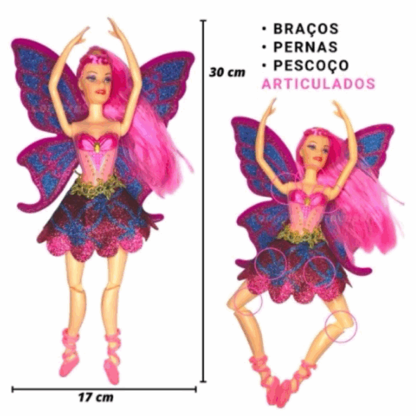 Boneca fada Bailarina Com Asa e Acessórios - Imagem 2