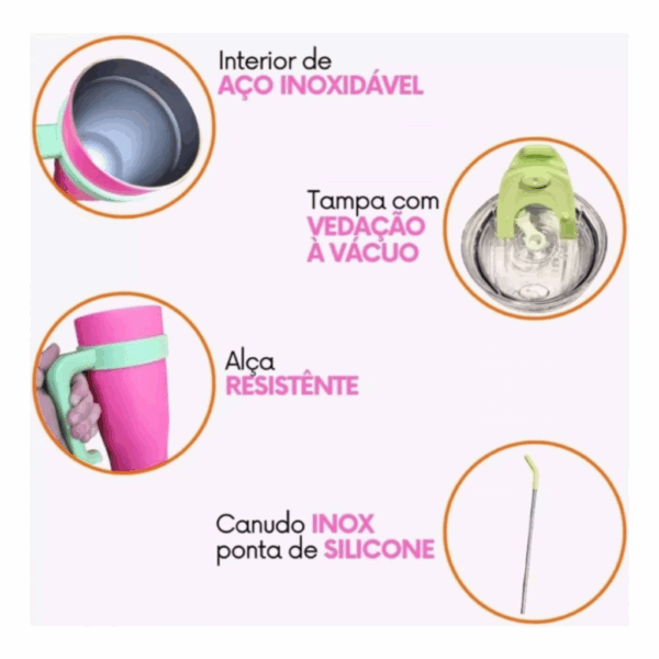 Copo Térmico Garrafa em Aço Inox 1,2 Litros Com Tampa e Canudo Logo Stan BWB-001 - Imagem 7
