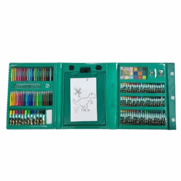Maleta de pintura infantil de menina e dinossauro Estojo colorir Maleta escolar completa com 208 Peças - Imagem 4