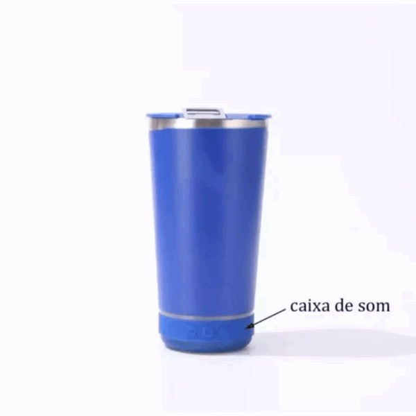 Copo Térmico de Aço 473ML com Mini Caixa de Som Bluetooth e LED - Imagem 6