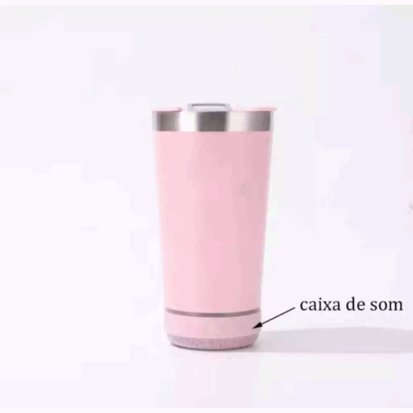 Copo Térmico de Aço 473ML com Mini Caixa de Som Bluetooth e LED - Imagem 5
