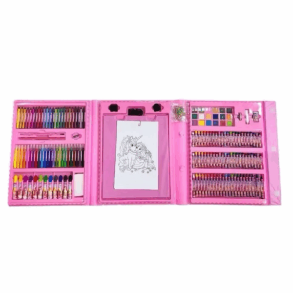 Maleta de pintura infantil de menina e dinossauro Estojo colorir Maleta escolar completa com 208 Peças - Imagem 5