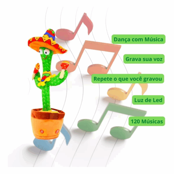 Cacto Falante Dançante 120 Músicas Voz Brinquedo Dança Fala - Imagem 5