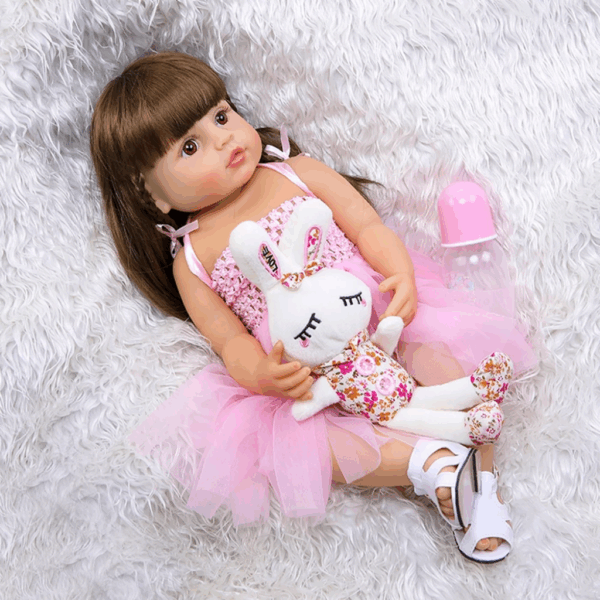 Boneca Bebê Reborn 100% Silicone Menina Original 55cm Coelho - Imagem 5