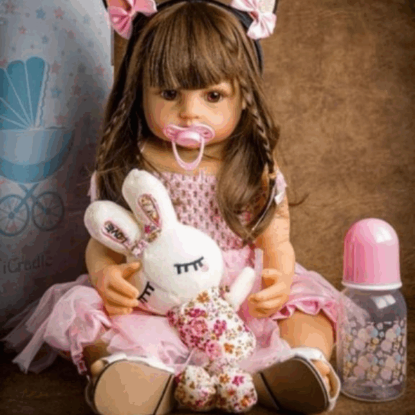 Boneca Bebê Reborn 100% Silicone Menina Original 55cm Coelho - Imagem 8