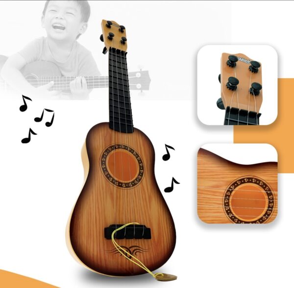 violhao  Brinquedo Ukulele Cordas Aço C/ Palheta Cor Marrom - Imagem 3