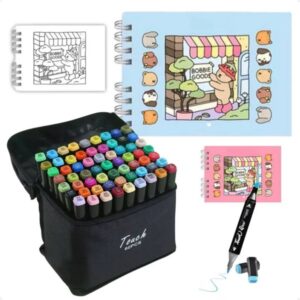 1Livro de Colorir Bobbie Goods 50 Folhas + Kit Canetinhas 24 Cores
