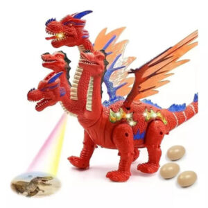 Dragão Hidra 4 Cabeças Robô Emite Som e Solta Ovos Com Asas Brinquedo Dinossauro
