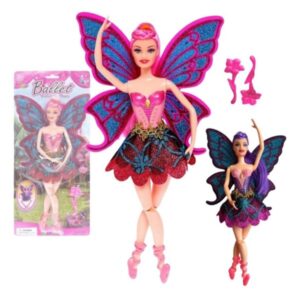 Boneca Bailarina Com Asas Borboleta Articulada Ballet Menina