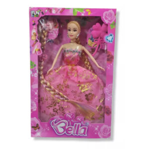 Brinquedo Boneca Bella Princesa C/ Tranças E Acessórios