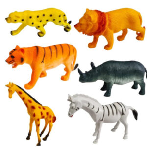 Kit 6 Animais Selvagens Emborrachados Grandes Brinquedos Educativos