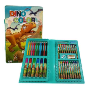 Maleta Escolar Pintura Infantil Estojo 48 Peças Dinossauro