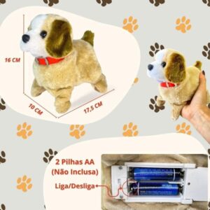 Cachorro Cachorrinho Pelúcia Pula E Anda Late Brinquedo Pilha Cambalhota Bebê