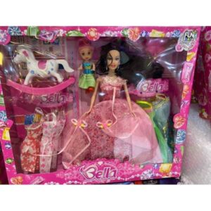 Boneca Estilo Barbie Bella Com Filha, Cavalinho, Vestidos e Acessórios Brinquedo Menina