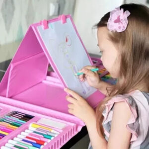 Kit Maleta de Pintura Rosa 208 peças Estojo para colorir Brinquedo Infantil Menina