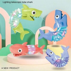 (Cor Aleatória) Brinquedo Tubo De Esticar De Animal De Tubarão Iluminado, Brinquedo Giratório Criativo Para Crianças, Ad