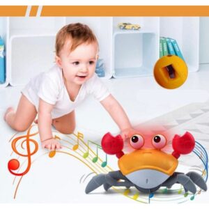 Brinquedo Interativo Infantil Caranguejo Fujão Elétrico Toca Musica Sensor Indução Bebê Recarregável