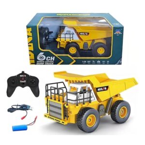 Caminhão basculante de mineração Huina 1517 1/24 com controle Remoto cor amarela Brinquedo Menino
